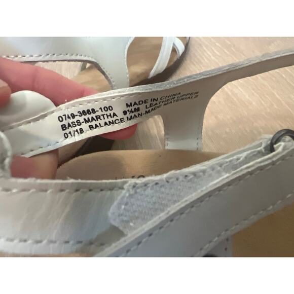 BASS SUNJUNS MARTHA WEDGE SANDALS White Strappy Size 9.5 - Picture 6 of 6